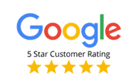 A google logo with a five star rating.